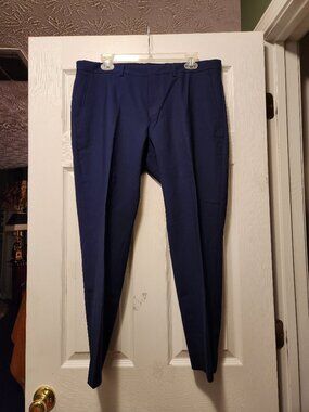 Cole haan men's blue 95%wool dress pants  flat front  size: 35/27